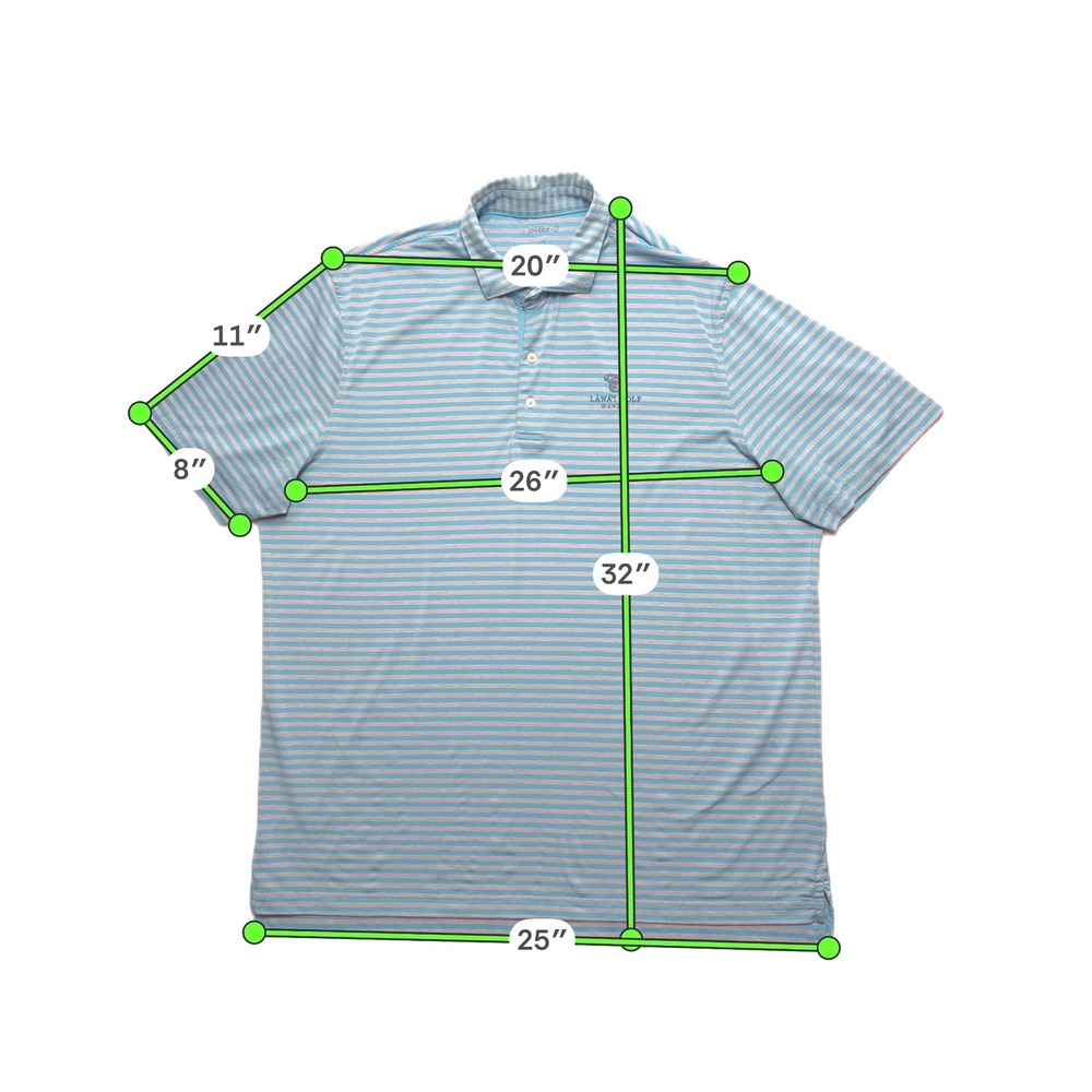 Johnnie-O Polo Shirt Mens XL Blue Gray Stripe Lanai Golf Manele Short Sleeve - Picture 9 of 12